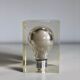 Sculpture inclusion in resin of a blue phosphorescent bulb attributed to Pierre Giraudon, 1970