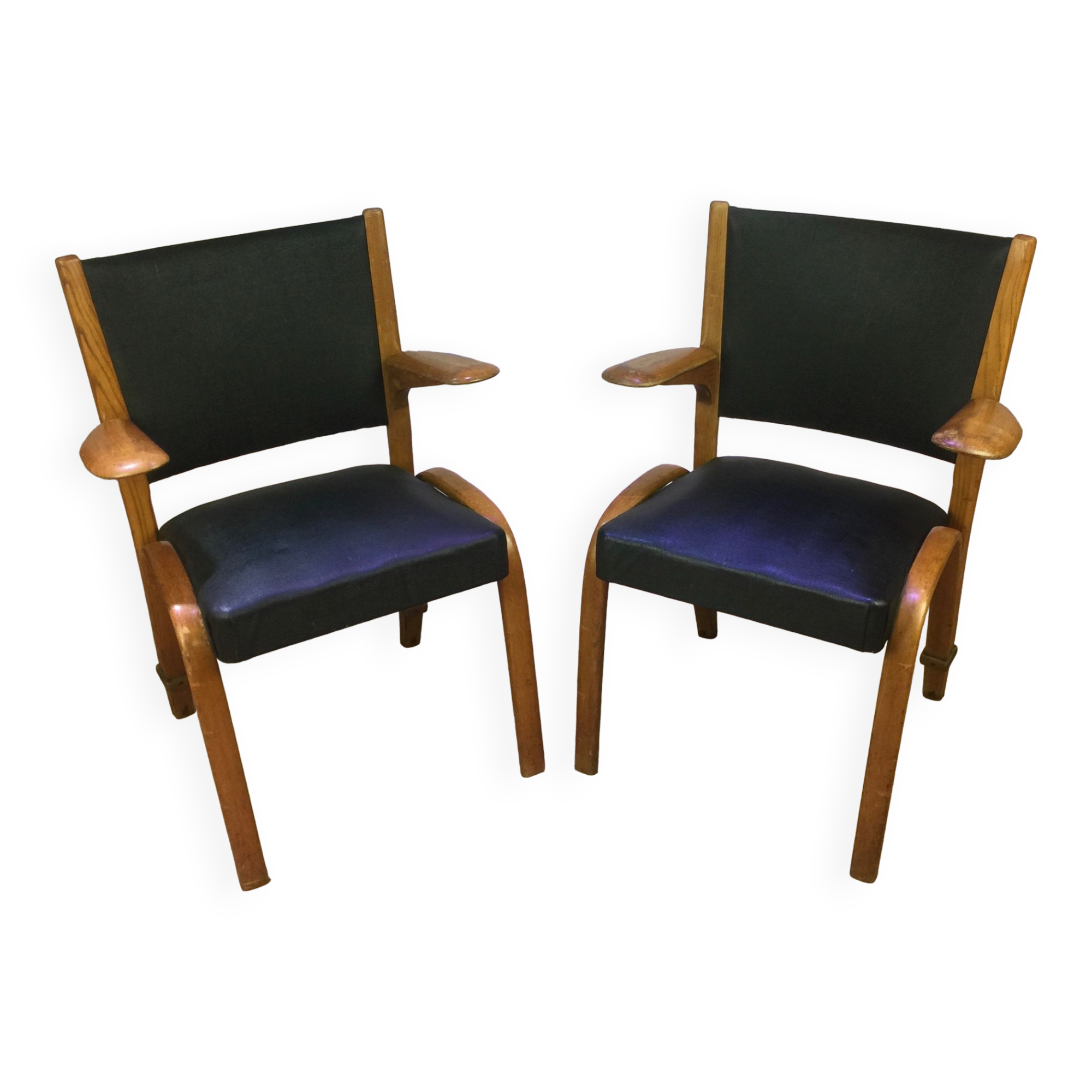 Pair of Bow Wood armchairs 1950s