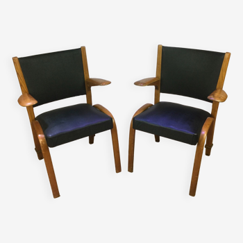 Pair of Bow Wood armchairs 1950s