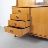 Vintage German Oak Buffet With Showcase, 1960's