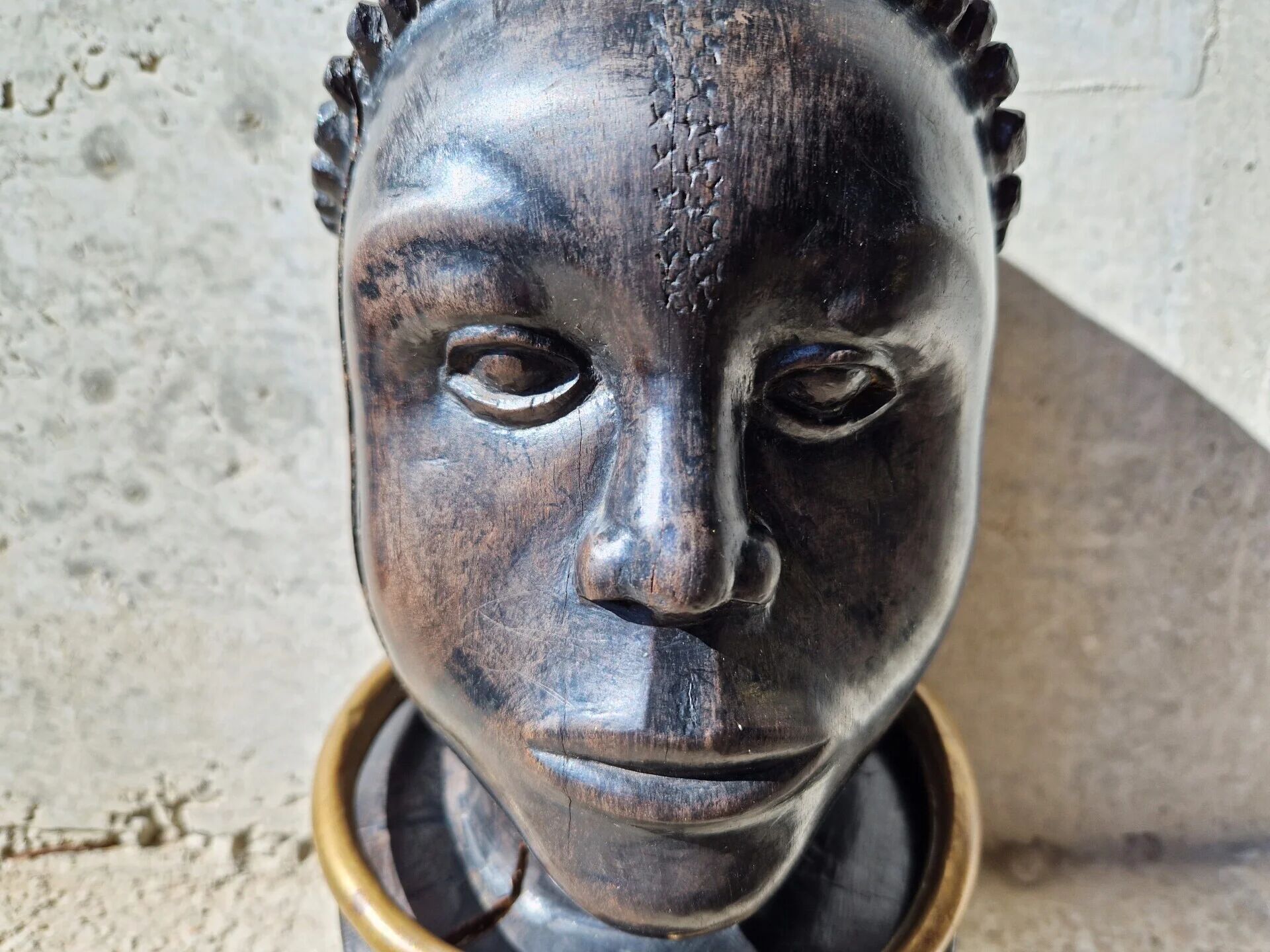 African tribal bust in ebony
