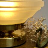 Lampe à poser globe vintage en verre dépoli