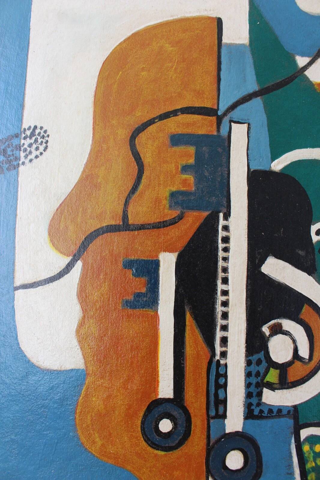 Peinture à l'huile abstraite VINTAGE 1959 | Cubisme moderne du milieu du siècle | Original S