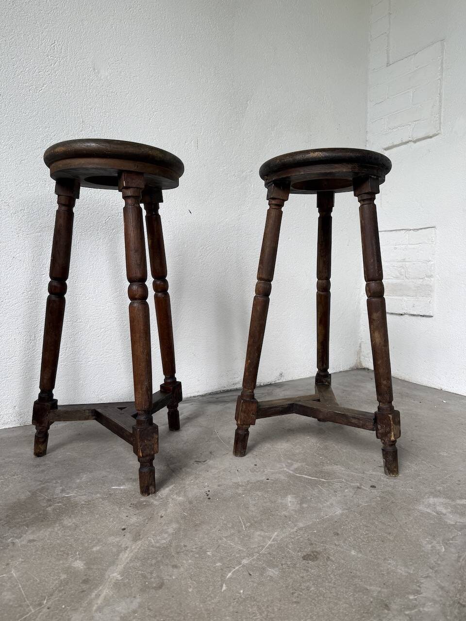 Oak bistro stools 1950