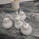 Antique vintage space age white pendant light, 4 opaline glass globes