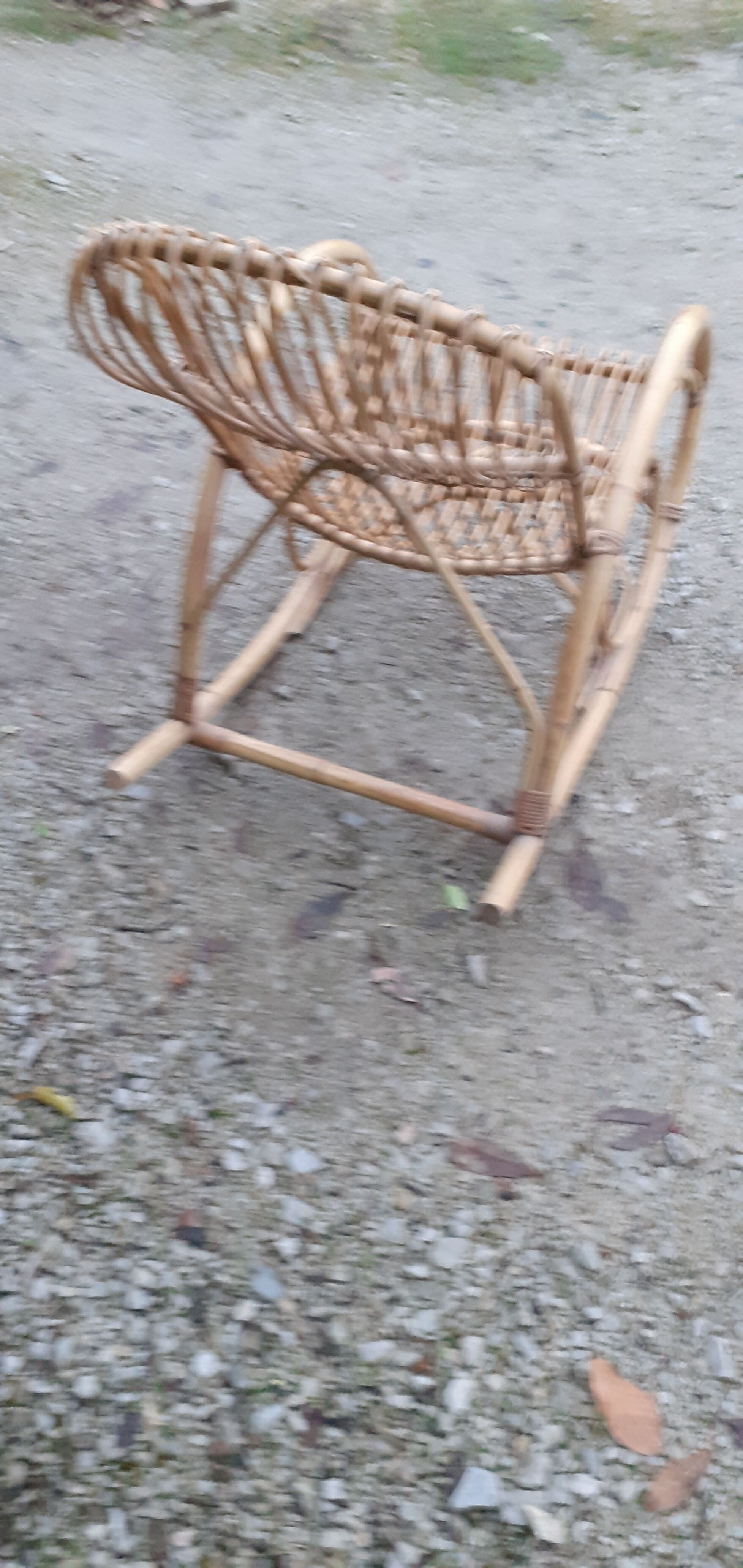 Rocking-chair rocking and armrests in vintage 60 year rattan