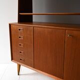 Vintage Scandinavian teak bookcase with drawers