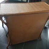 Commode en rotin cannage et bambou