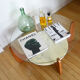 Table low Hugues Poignant marble glass and teak 60s