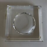 Plexiglas pocket emptier with brass and nickel silver surround, 1975, in the style of Pergay