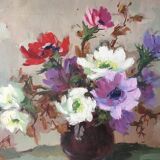 Table HST "Bouquet of Flowers" by J. Terny - 50's frame