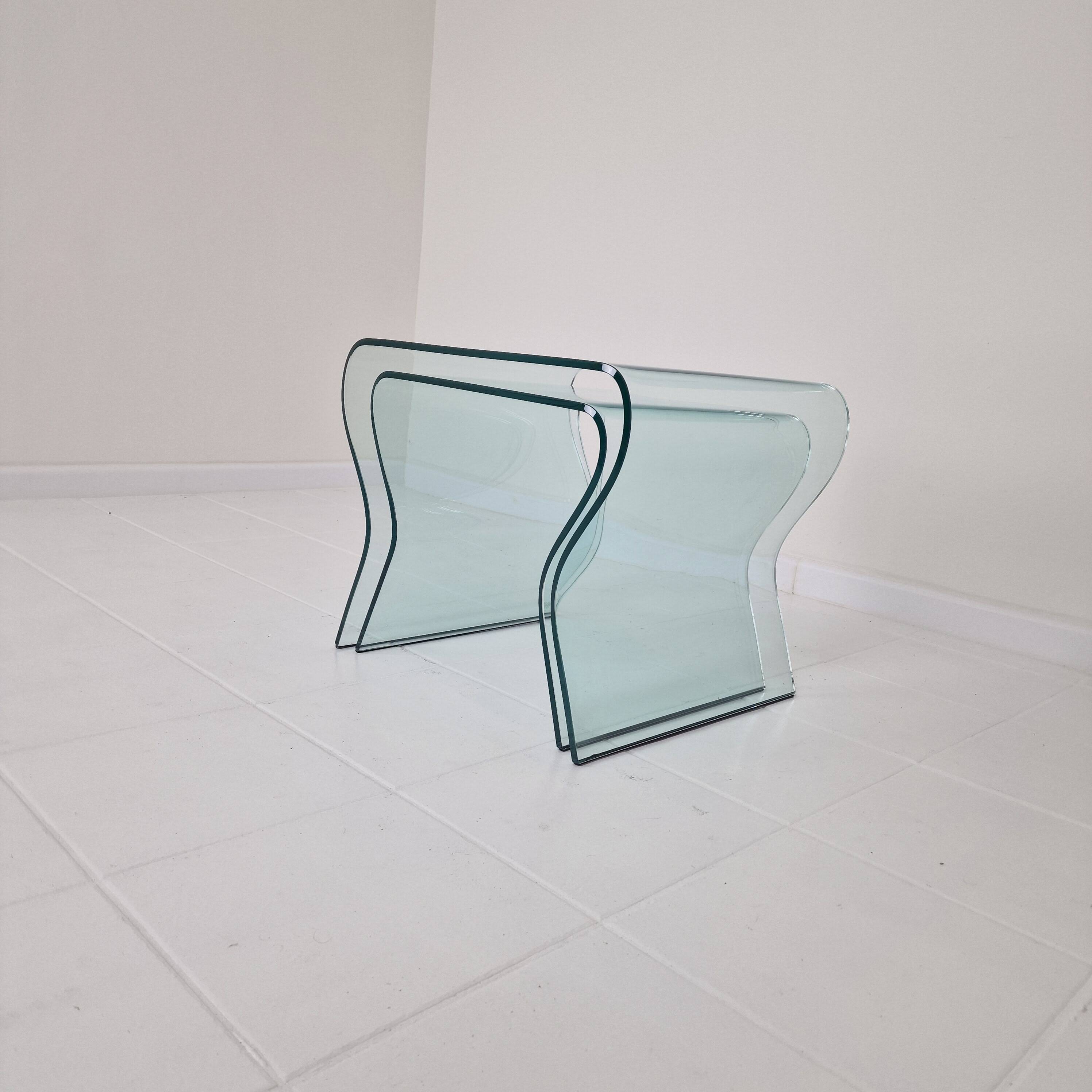 "Tango" Glass Nesting Table Set by Fabio Di Bartolomei for Fiam Italia