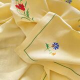 Antique hand-embroidered tablecloth - 10 place settings - 165x200 cm - Linen