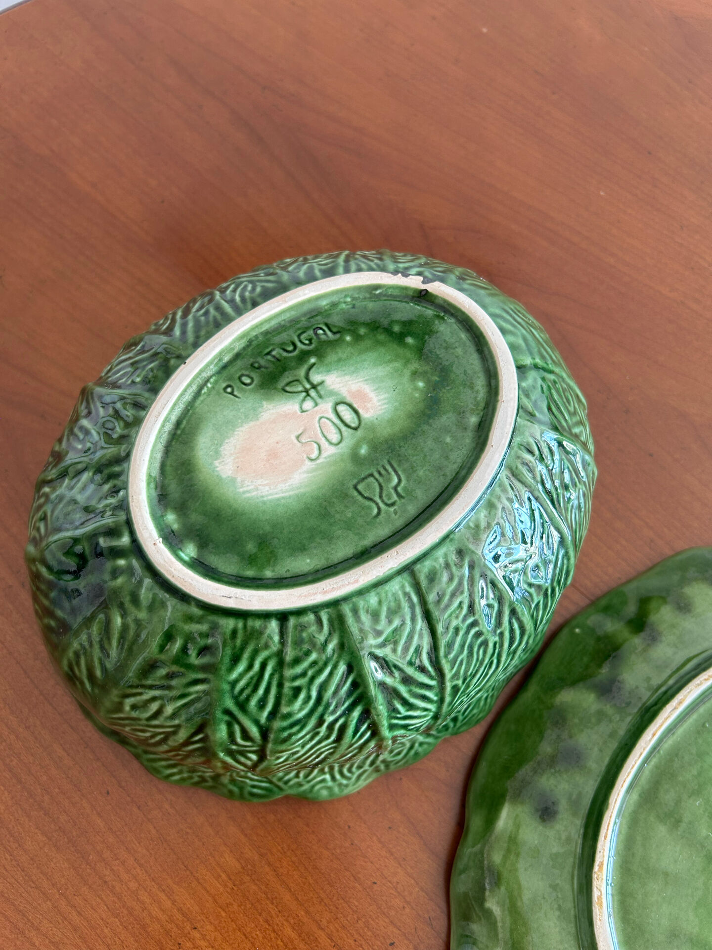 Fruit bowl with saucer in earthenware "Cabbage" - Bordallo Pinheiro