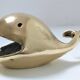 Zoomorphic ashtray massive brass whale 70s