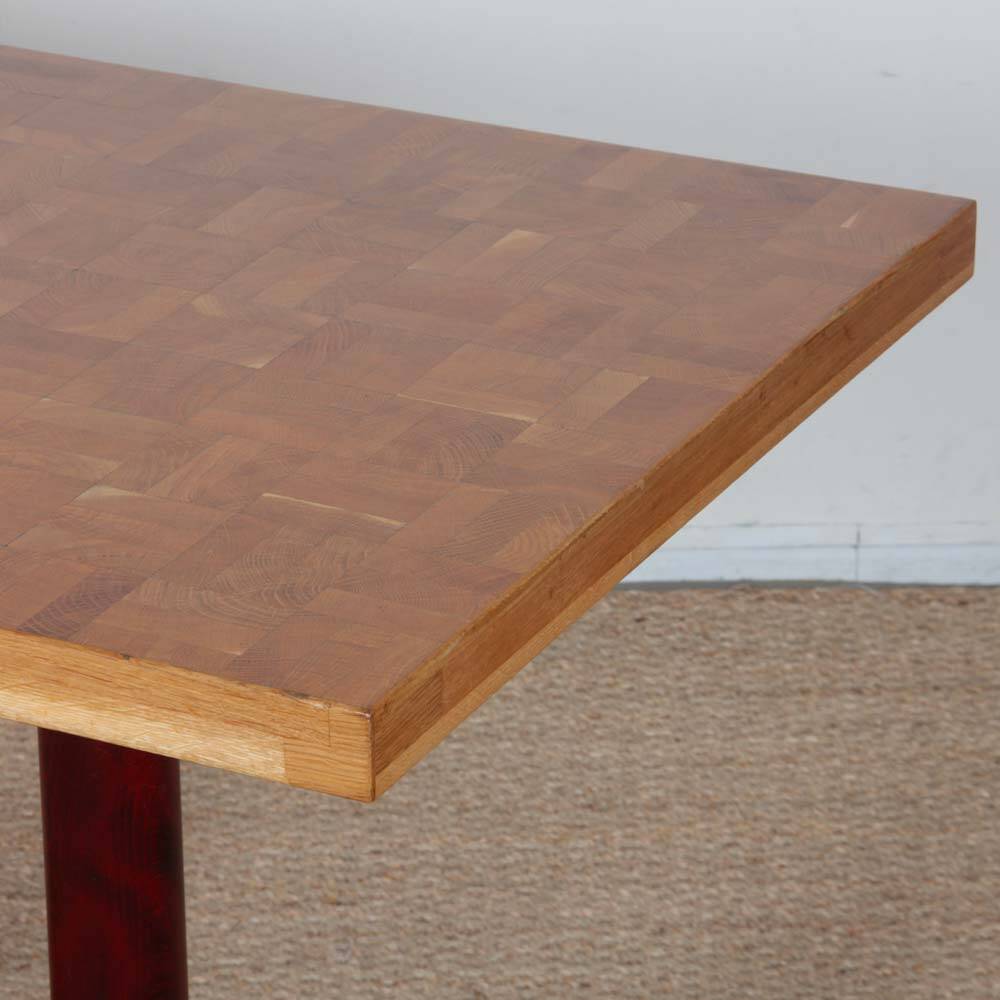 Rectangular dining table, wooden top, 1980.