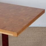 Rectangular dining table, wooden top, 1980.
