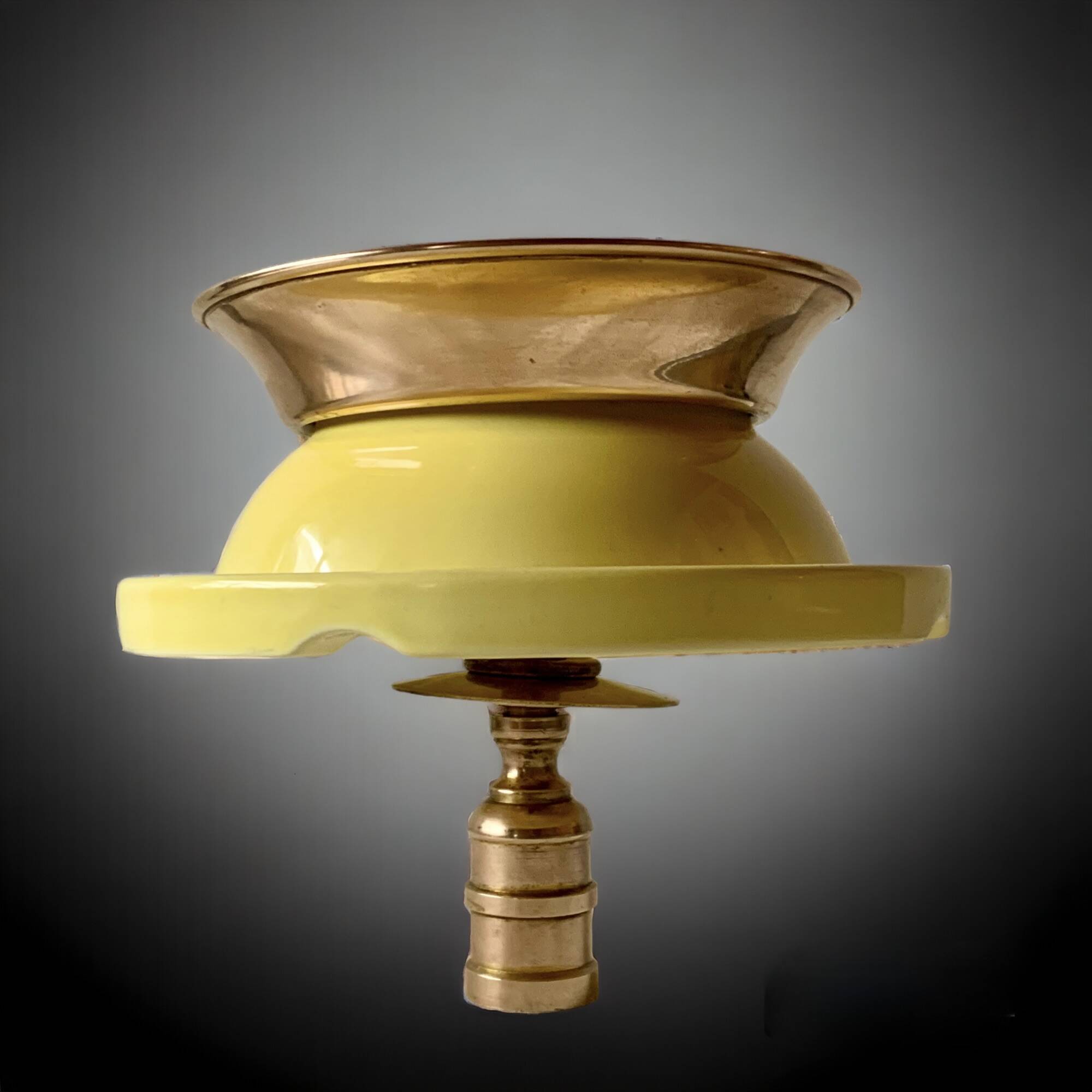 Large vintage brass and yellow glazed ceramic candle holder-ashtray
