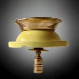 Large vintage brass and yellow glazed ceramic candle holder-ashtray