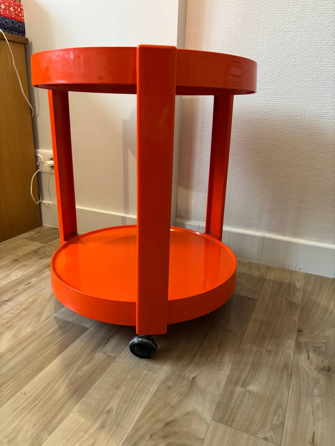 70s orange serving trolley