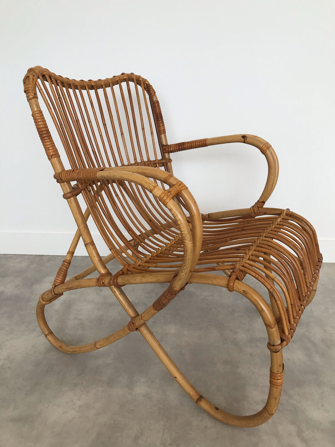 Pair of vintage rattan armchairs