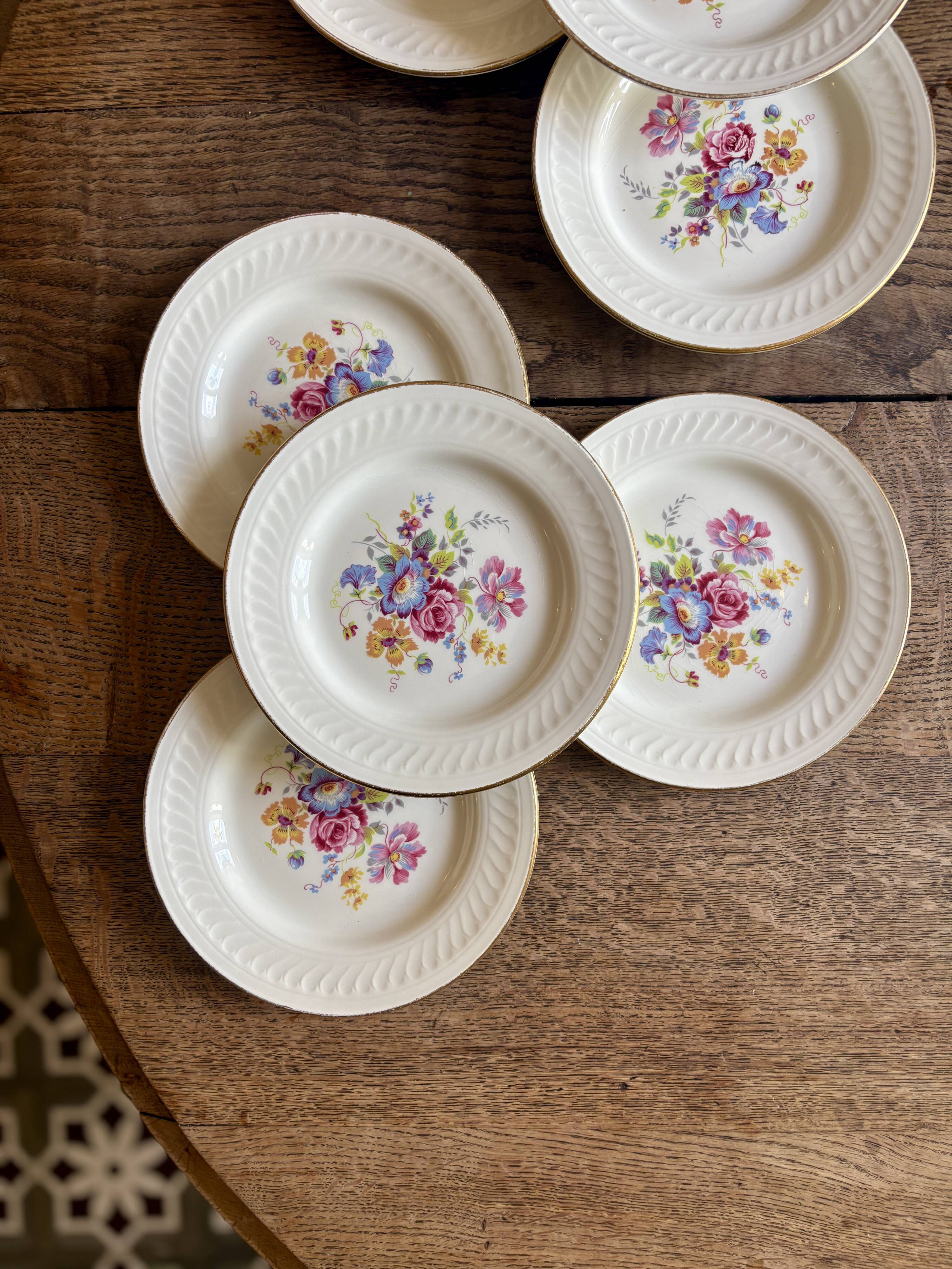 Set of 8 vintage dessert plates - Fleurette by Gien