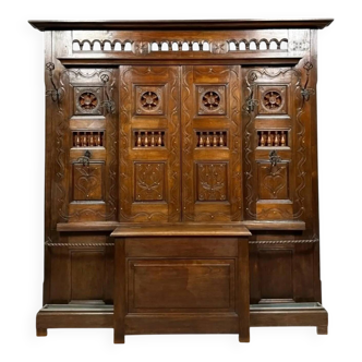Porte manteaux a fonction de coffre en chene massif vers 1880