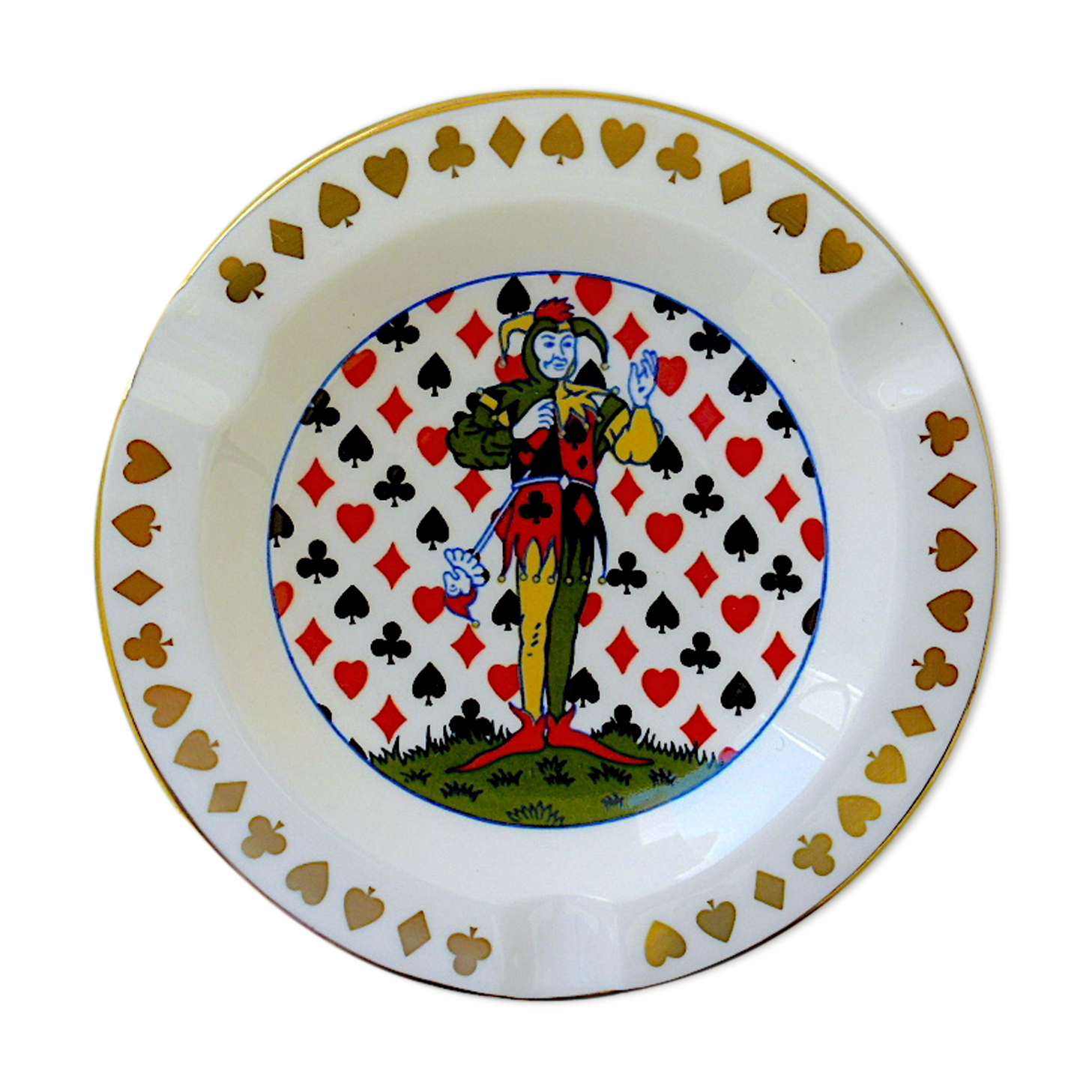 Porcelain ashtray "bone china" centered "Joker"