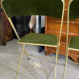 Pair of vintage green velvet folding chairs