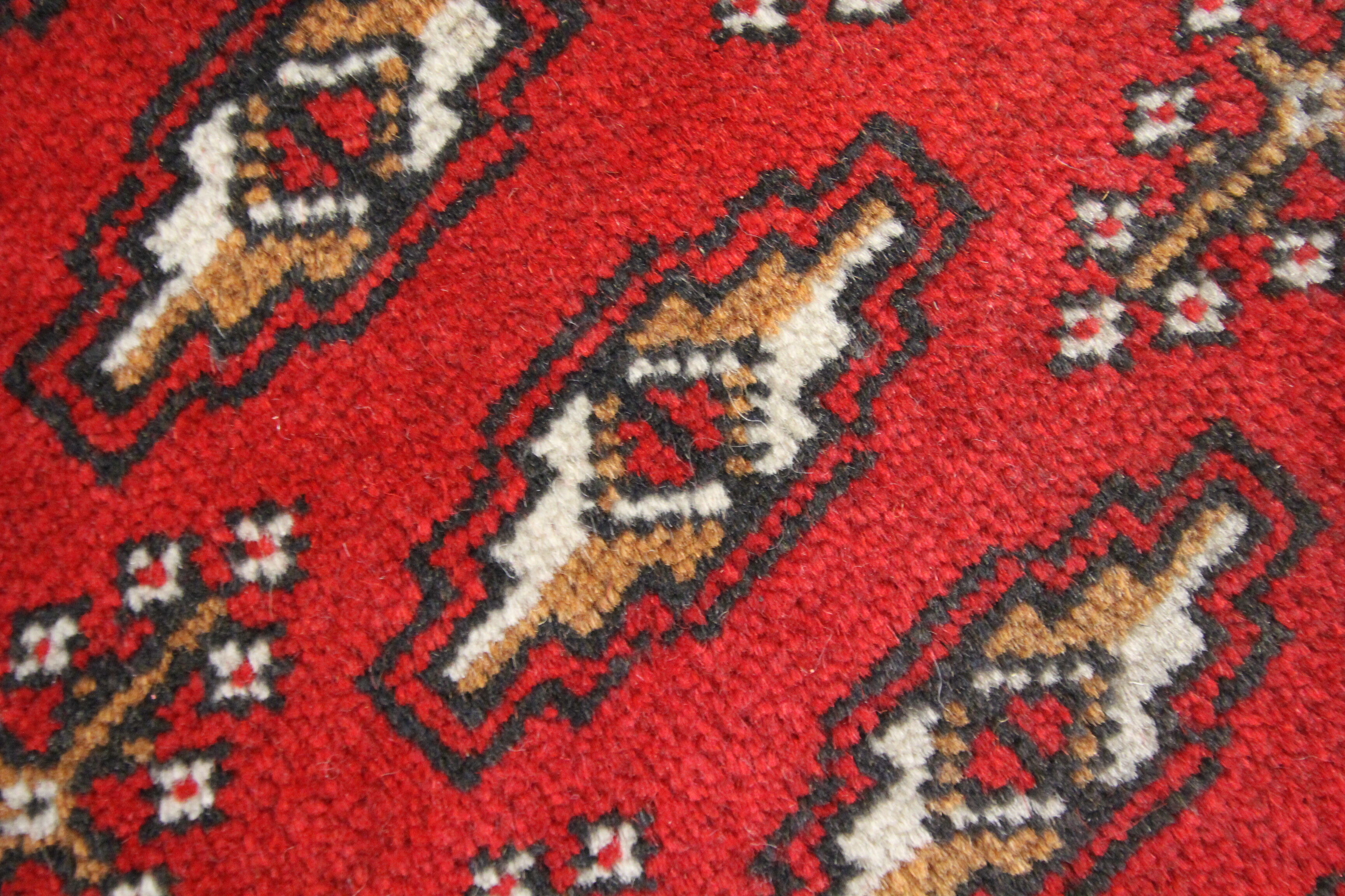 Persian rug handwoven red wool turkmen living room area rug- 60x130cm