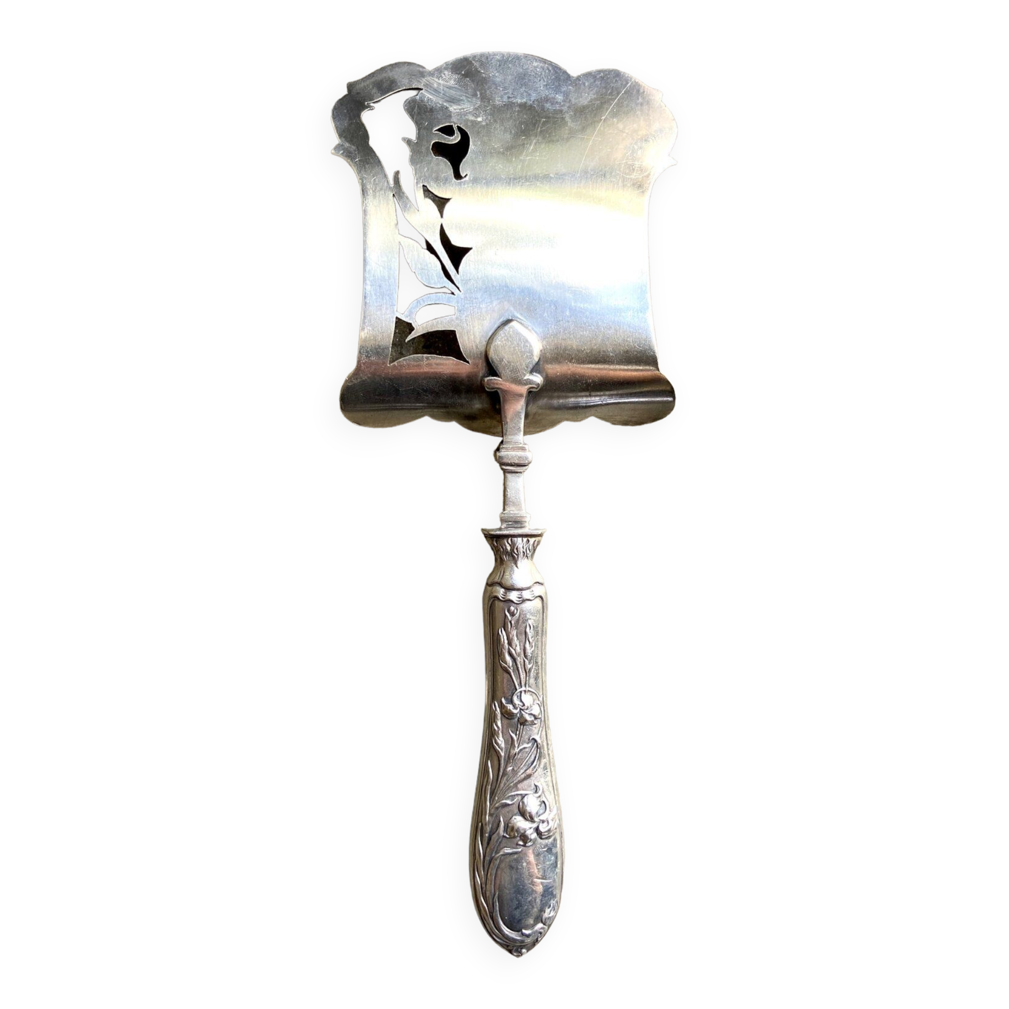 Silver TG monogrammed asparagus shovel by Félix Malique, late nineteenth century