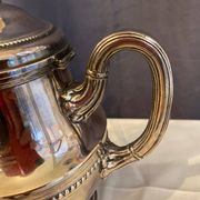 Antique 4-piece tea service silver metal louis xv style godron decor
