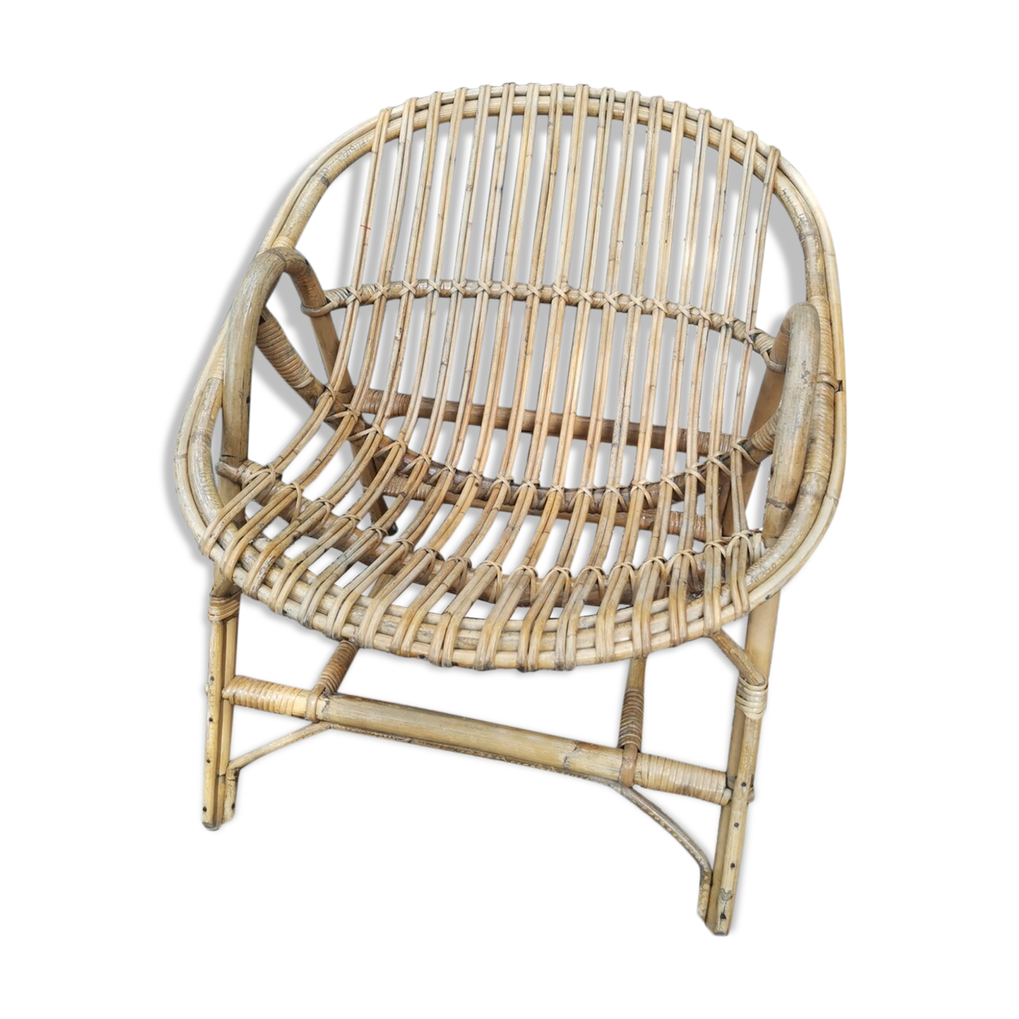 Rattan shell armchair