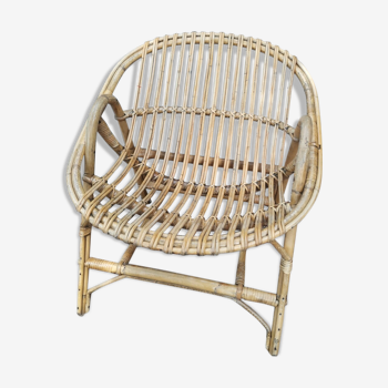 Rattan shell armchair