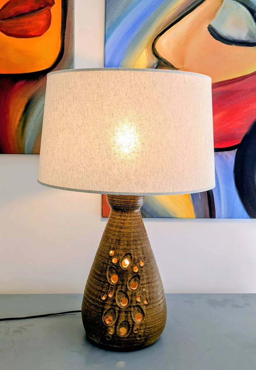 Accolay lamp in pierced ceramic – 1950s – signed – 50 cm.
