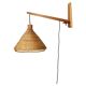 Mid-century adjustable wooden wall light with rattan shade, 1970s