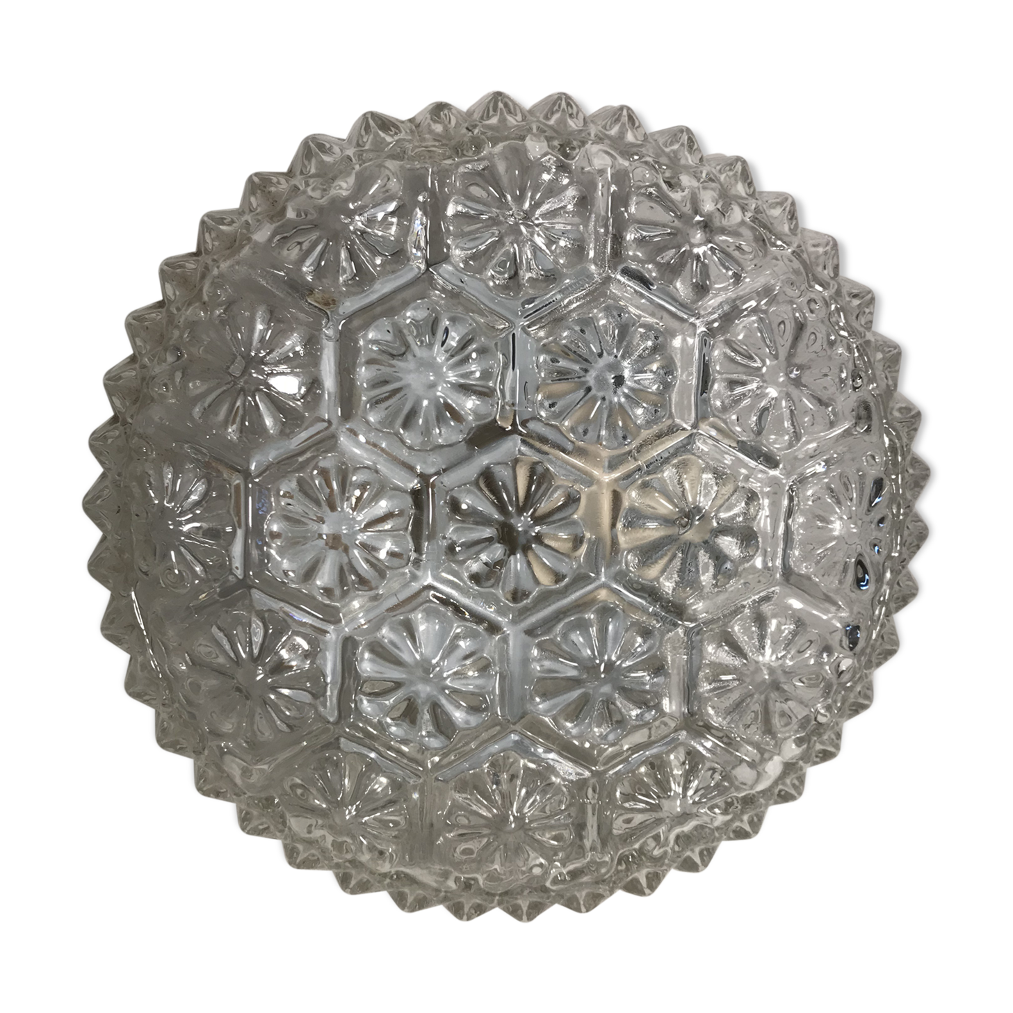 Wall ceiling round glass shape flowers & support vintage metal