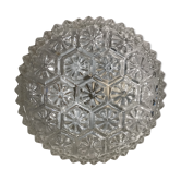 Applique plafonnier rond verre moulé forme fleurs & support métal vintage