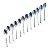 Set of 12 small silver-plated metal spoons