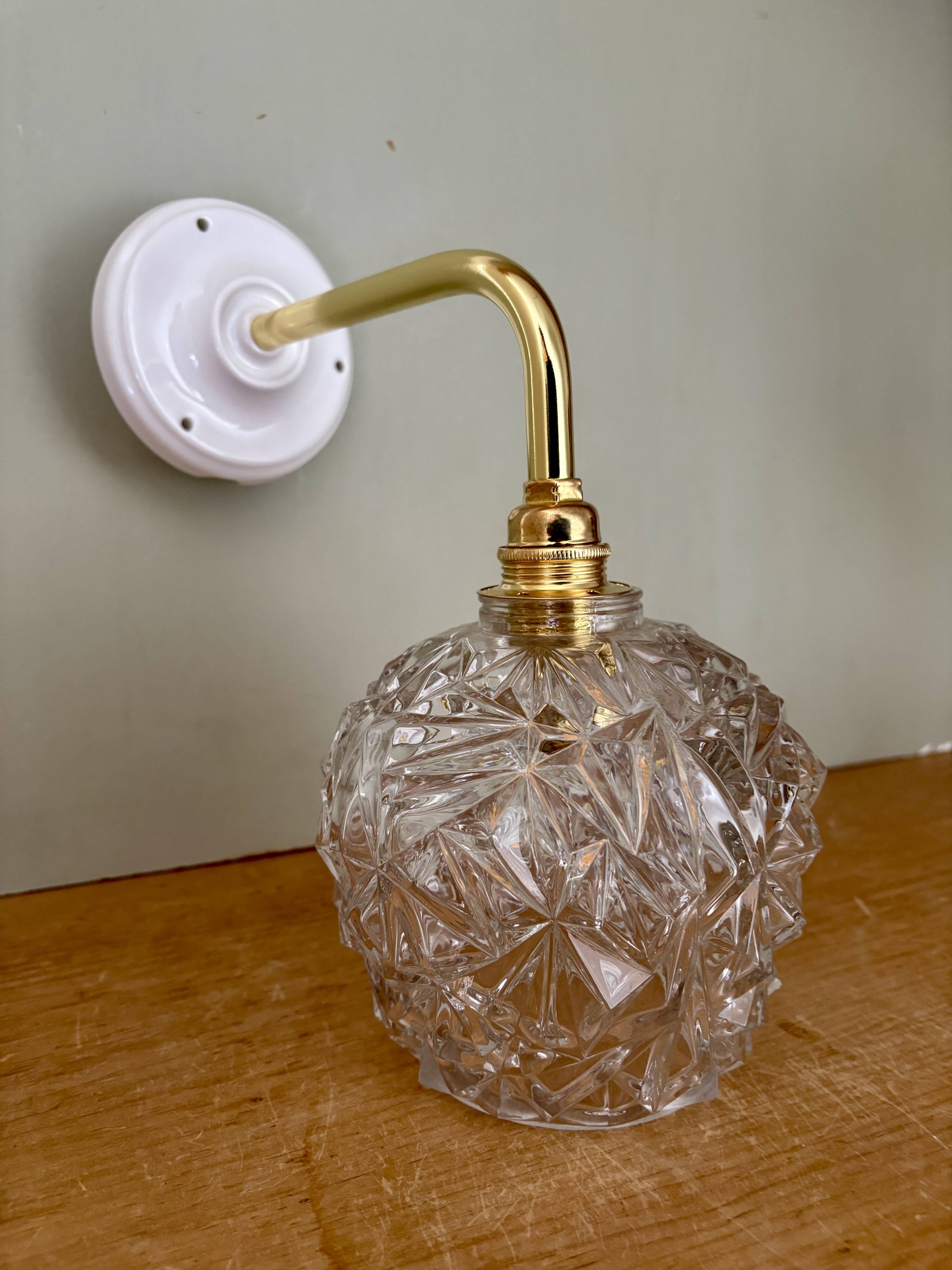 Vintage moulded glass elbow wall light