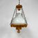 Large brutalist oak and marbled glass pendant, 1960s