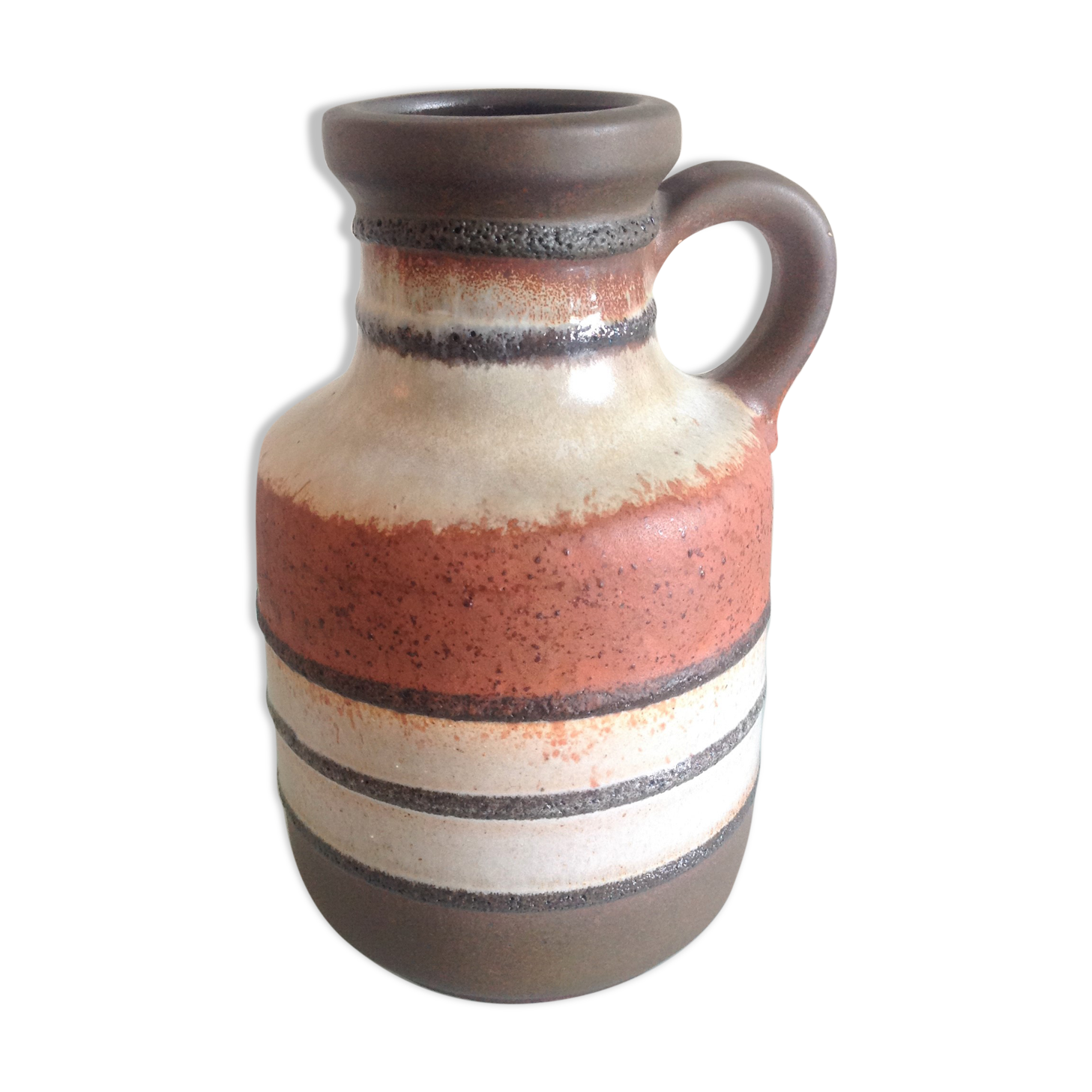 Beige and brown vase by Scheurich Keramik vintage 60s-70s