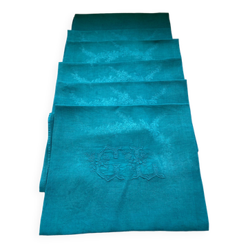Set of old damask and monogrammed towels