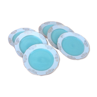 1950s 6 flat plates earthenware with gilding diameter: 240mm