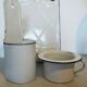 Ladle door kitchen utensil pot in enamelled sheet metal