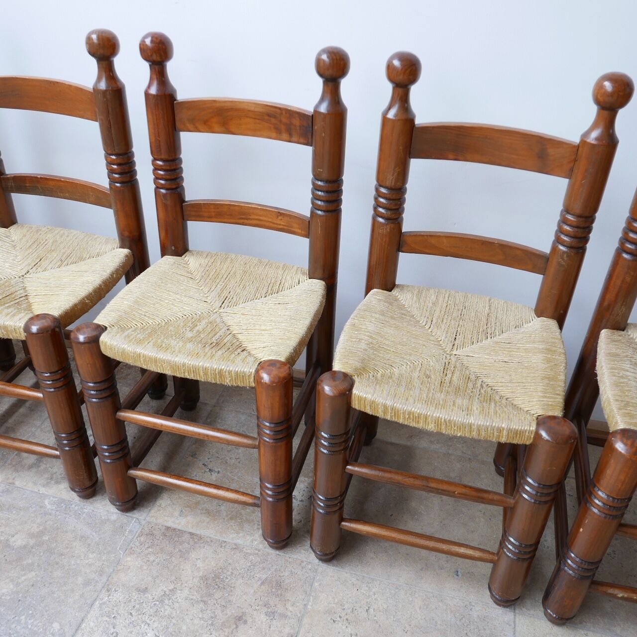 Set of six french mid-century dining chairs