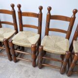 Set of six french mid-century dining chairs