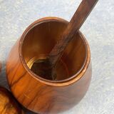 elegant table servant for condiment in olive wood, vintage