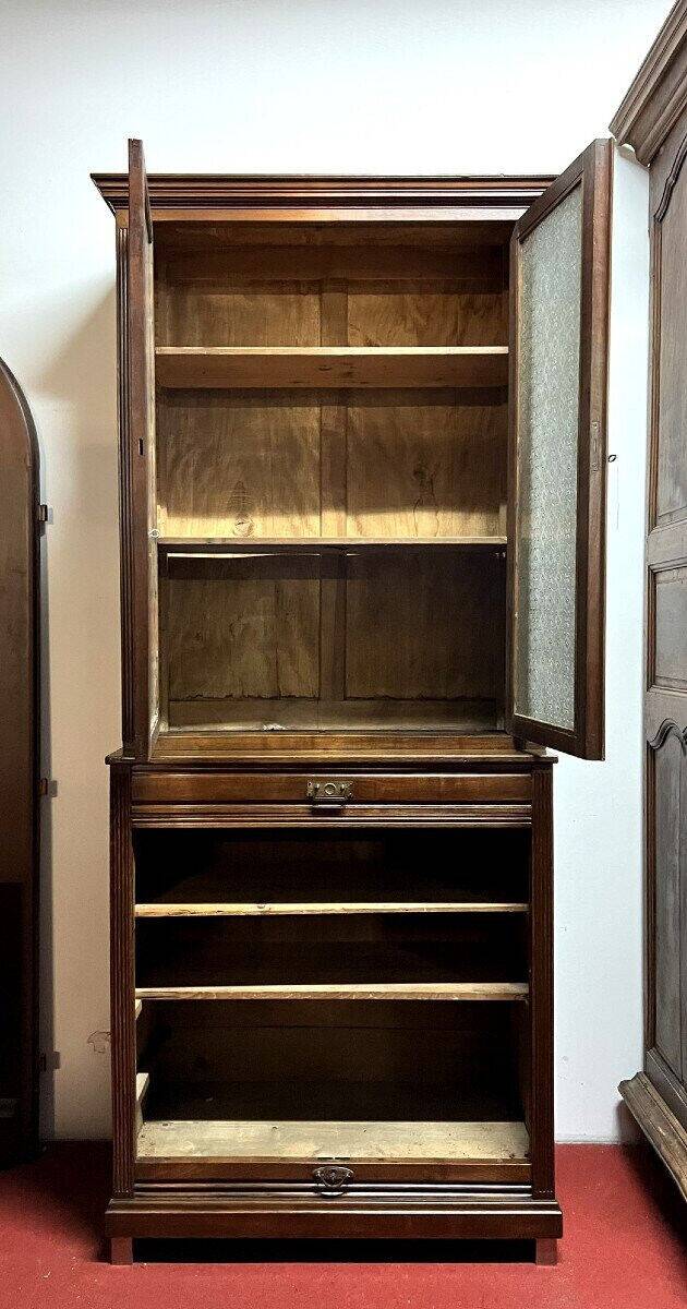 Professional furniture: bookcase with solid wood blind filing cabinet circa 1880