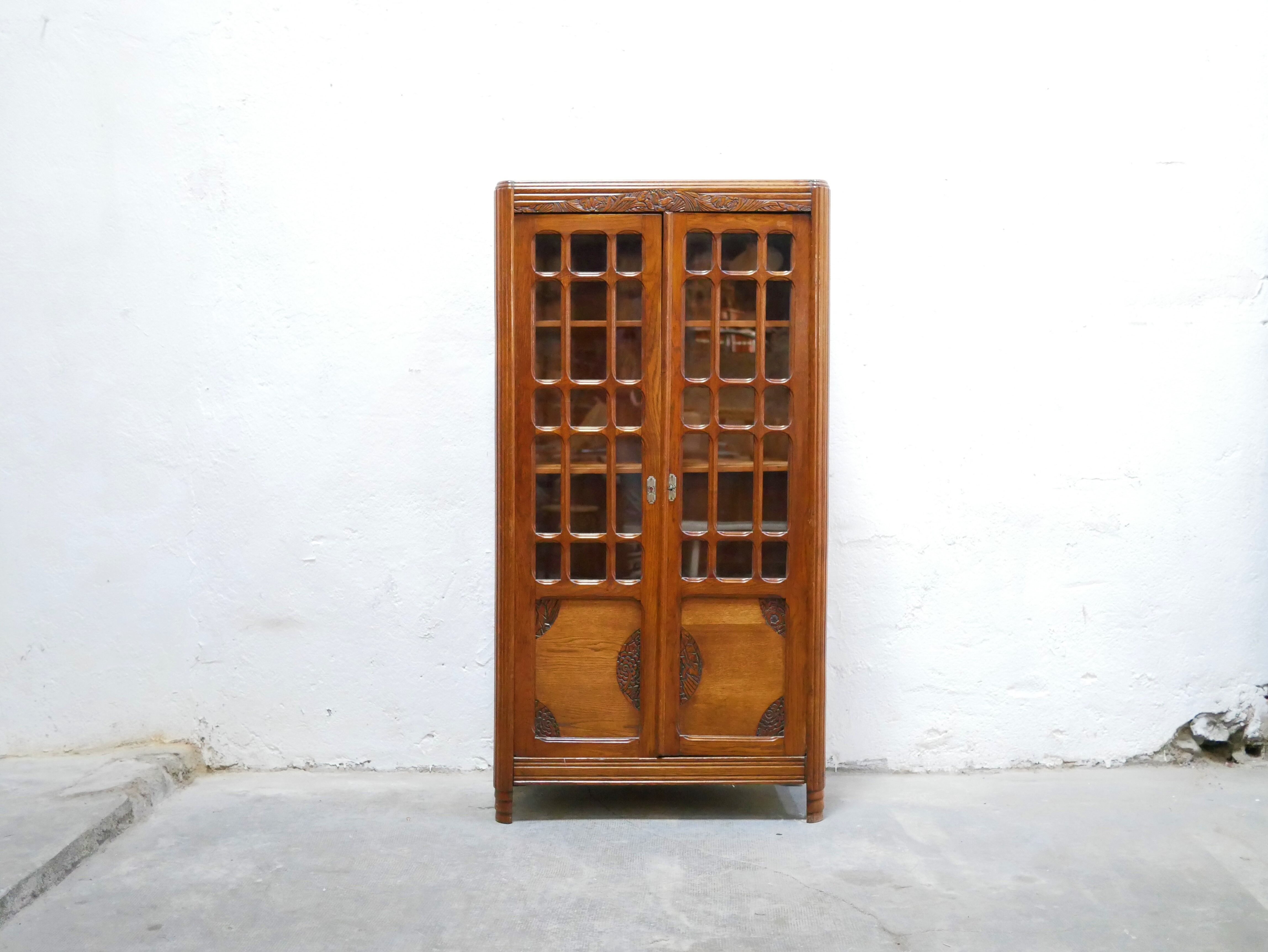 Vintage wooden showcase cabinet